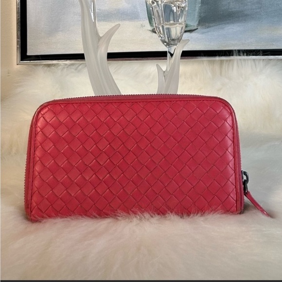 Bottega Veneta Handbags - Bottega Veneta Intrecciato Lambskin Zip Around Long Wallet